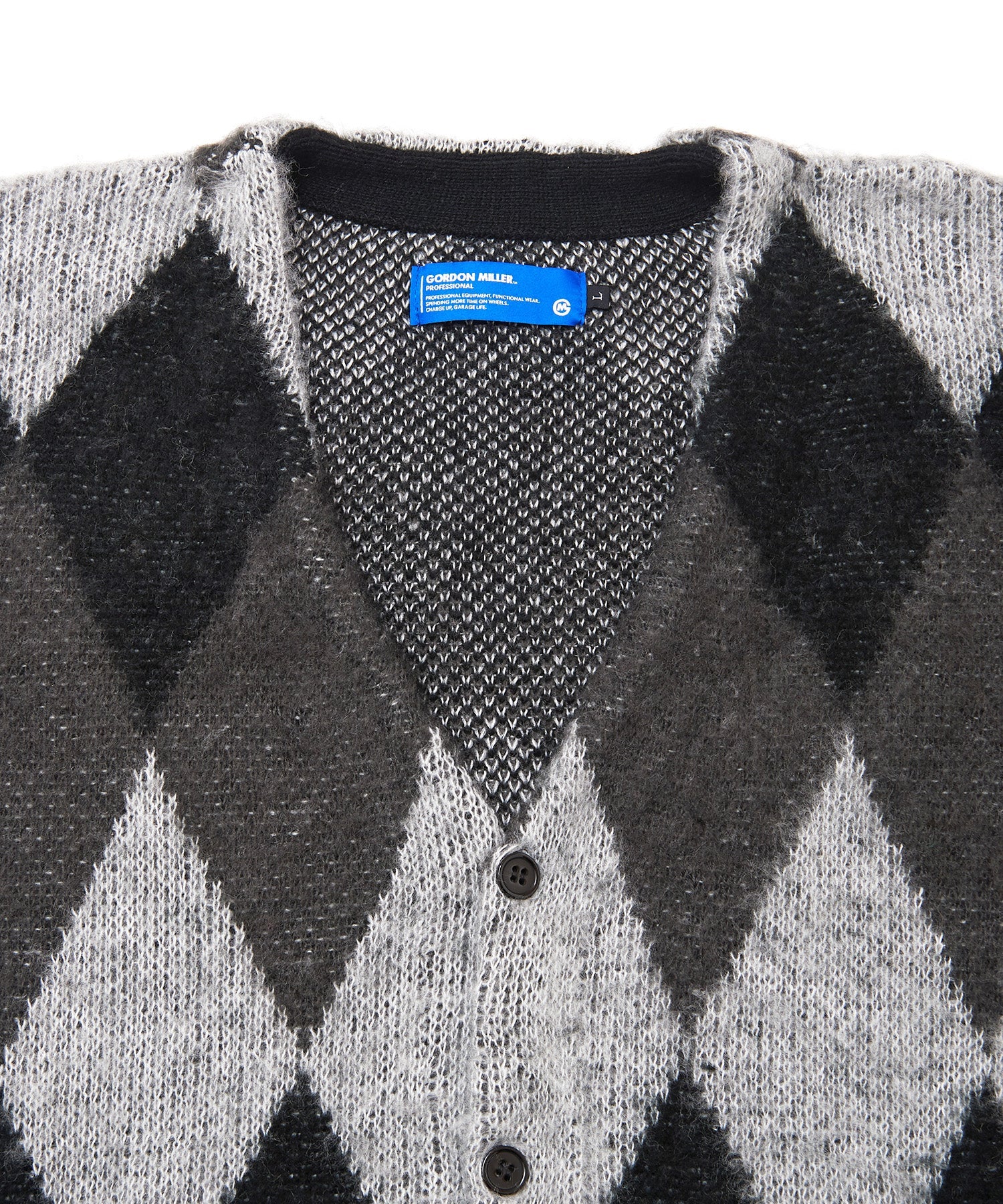 おしゃれ おすすめ ワークウェア ブランド ダイヤ柄 シャギー ニット カーディガン