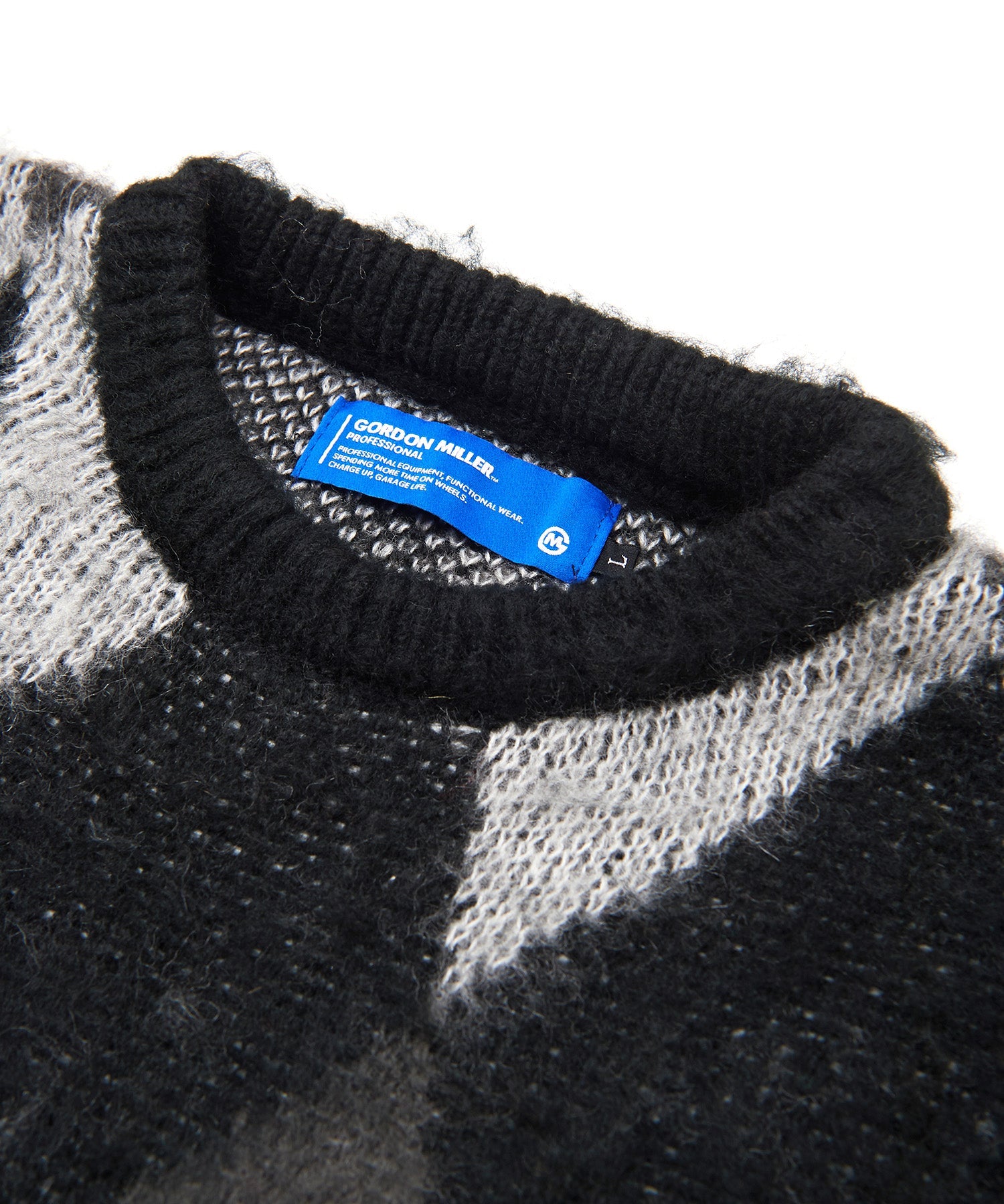 おしゃれ おすすめ ワークウェア ブランド ダイヤ柄 シャギー ニット クルー