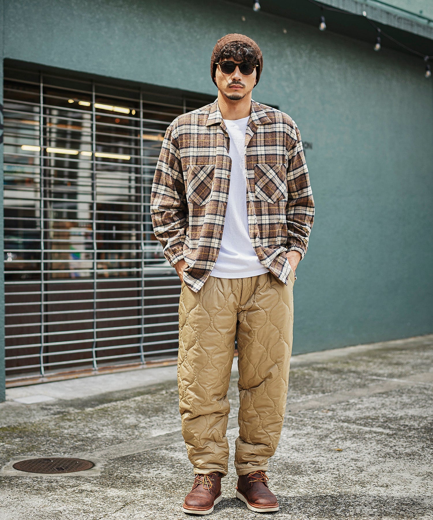 おしゃれ おすすめ ワークウェア ブランド ネルチェック オープンカラー スモッグシャツ