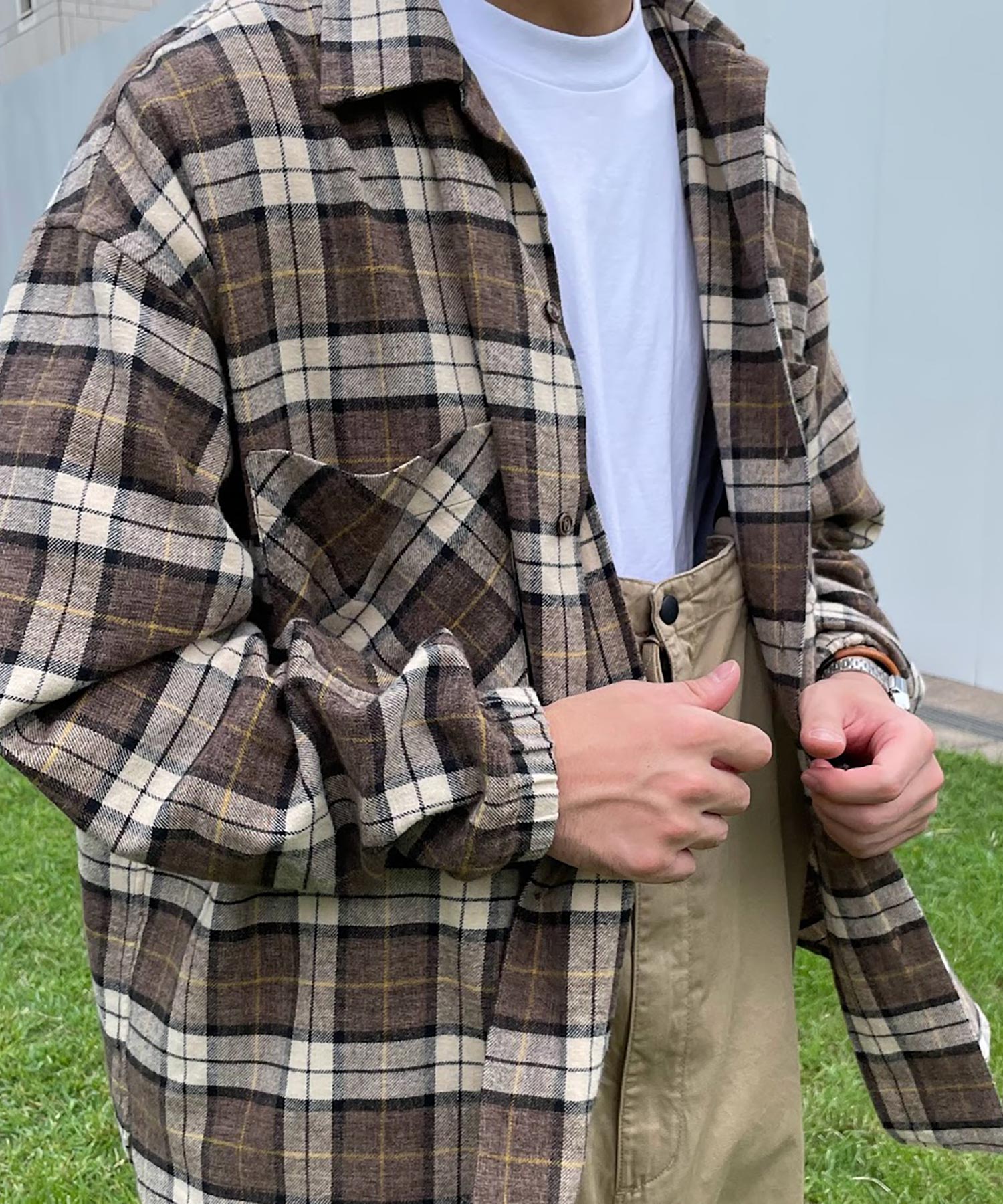 おしゃれ おすすめ ワークウェア ブランド ネルチェック オープンカラー スモッグシャツ