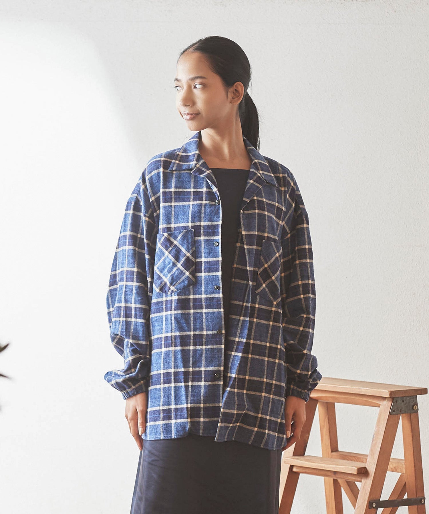 おしゃれ おすすめ ワークウェア ブランド ネルチェック オープンカラー スモッグシャツ