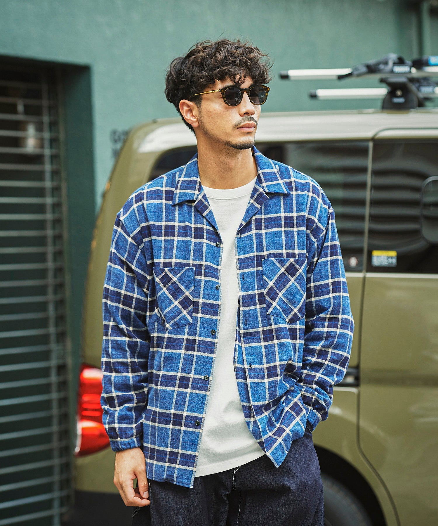 おしゃれ おすすめ ワークウェア ブランド ネルチェック オープンカラー スモッグシャツ