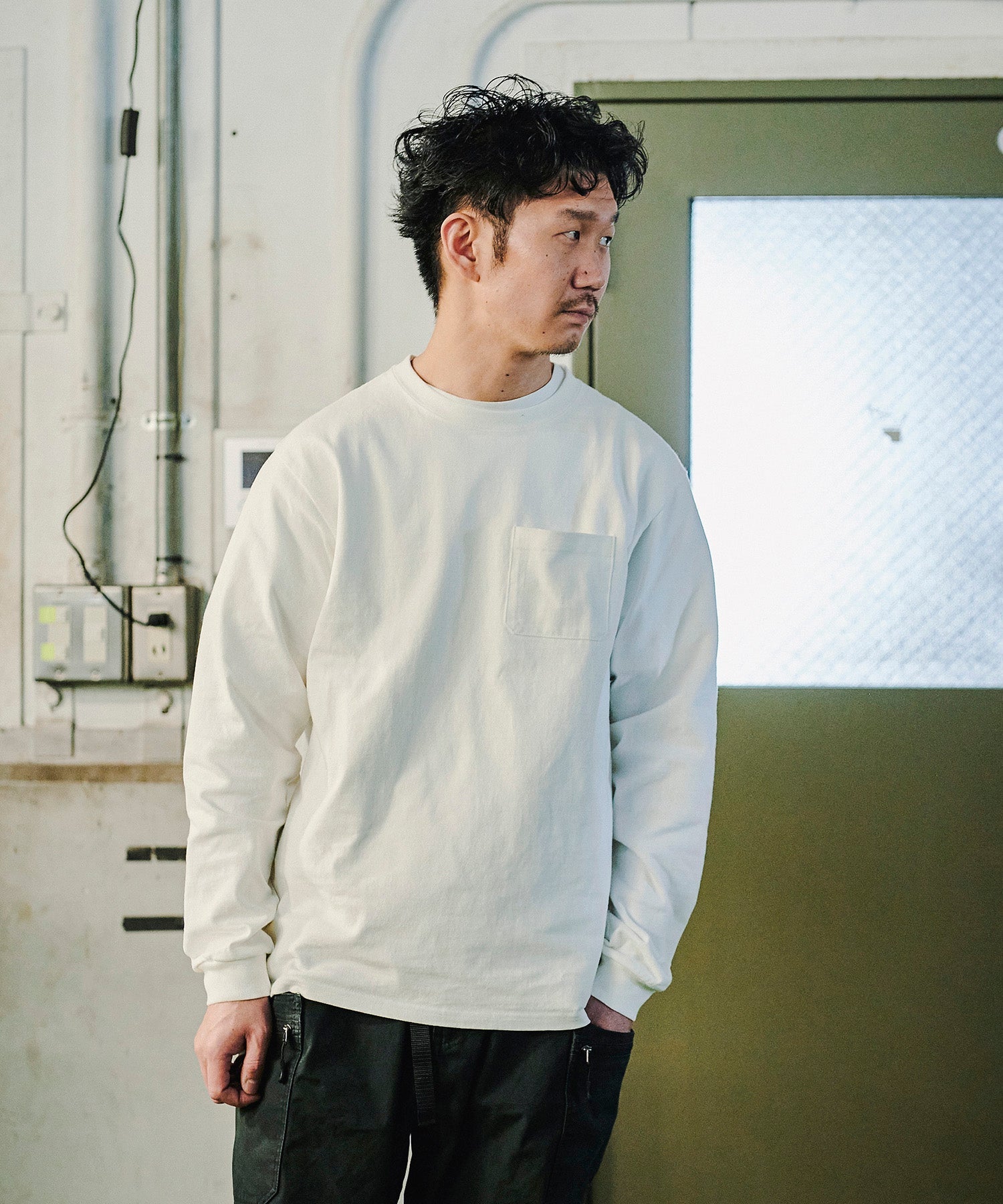 おしゃれ おすすめ ワークウェア ブランド 無地 ポケット ロングスリーブ Tシャツ