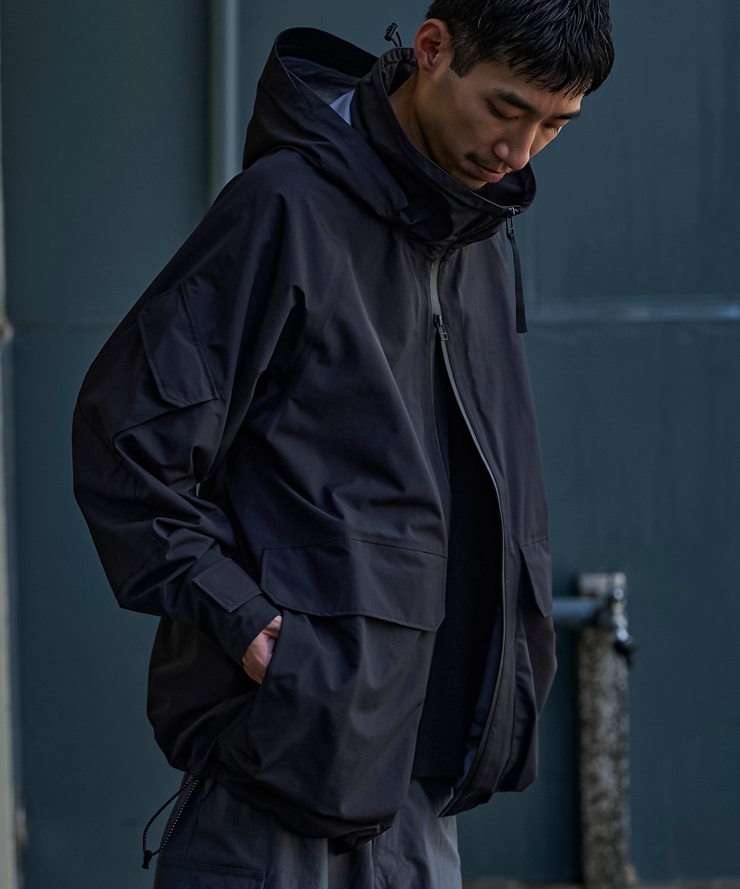 アパレル ワークウェア アウター 3レイヤー コート ジャケット レインコート 防水 透湿 ディテール