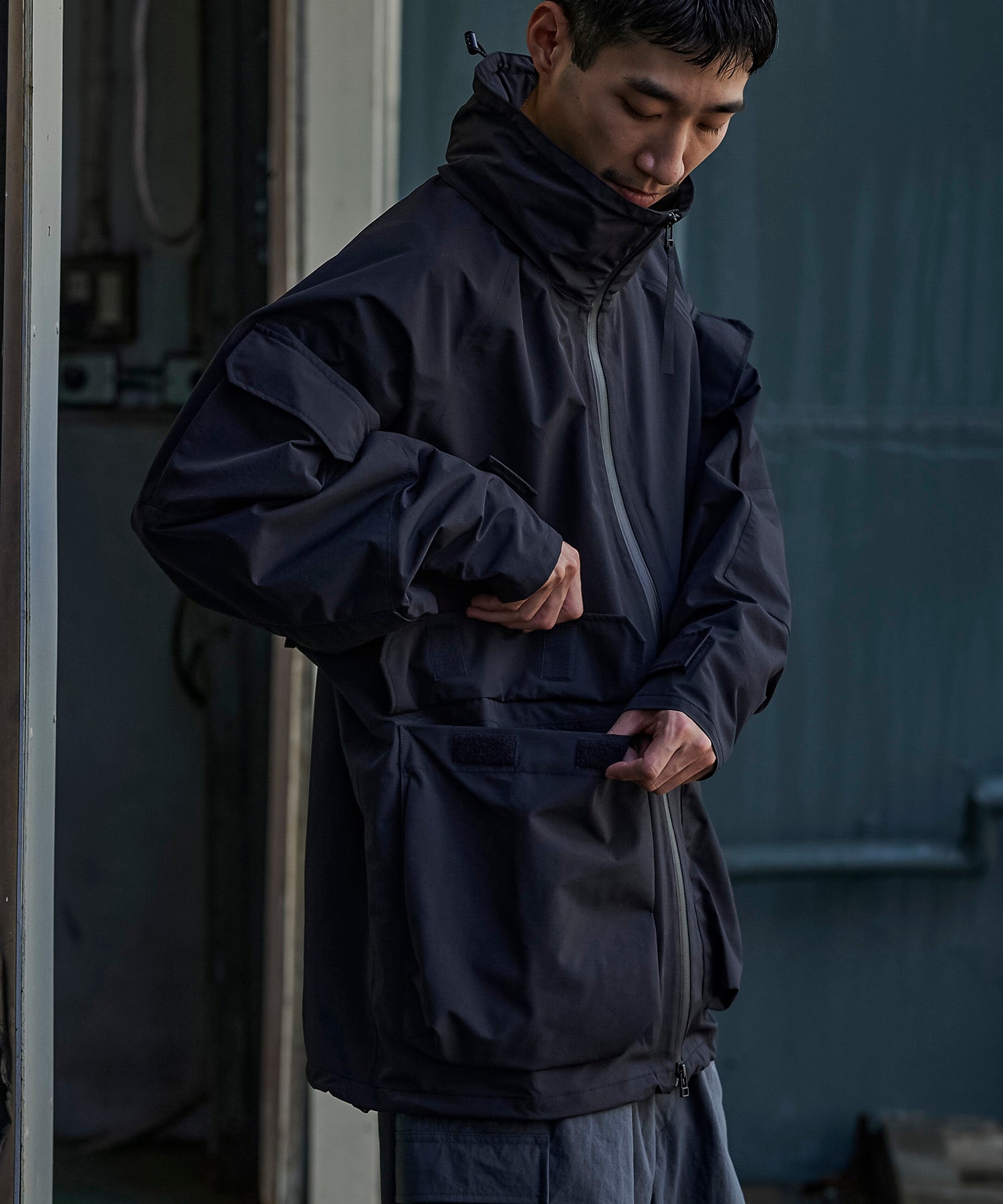 アパレル ワークウェア アウター 3レイヤー コート ジャケット レインコート 防水 透湿 ディテール
