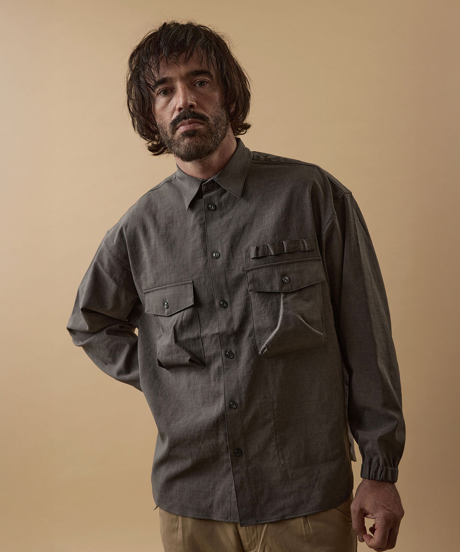 イージーケア リネンライク スモッグシャツ